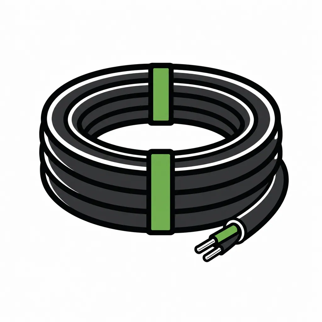 Coiled electrical cable with plug, representing wiring and rewiring services